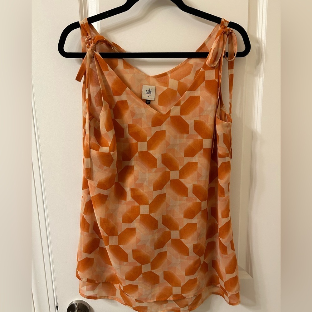 CAbi Orange Tan Sleeveless Tie Front Camisole